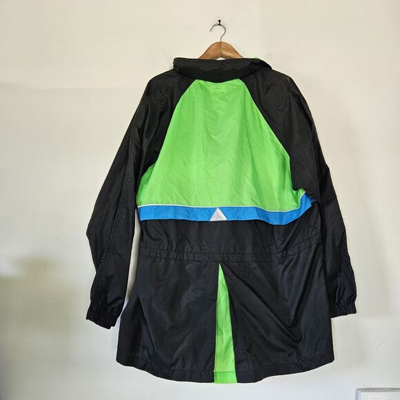 Vtg 90s Reebok Windbreaker Mens L Track Jacket Neon Colorblock Zip Up Pockets - Picture 6 of 10